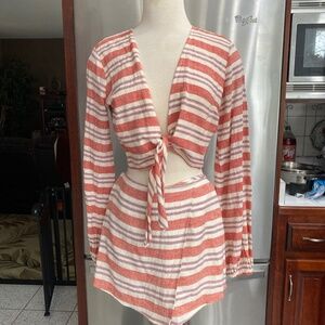 Lovers + friends small skort top set berry linen revolve stargazer
